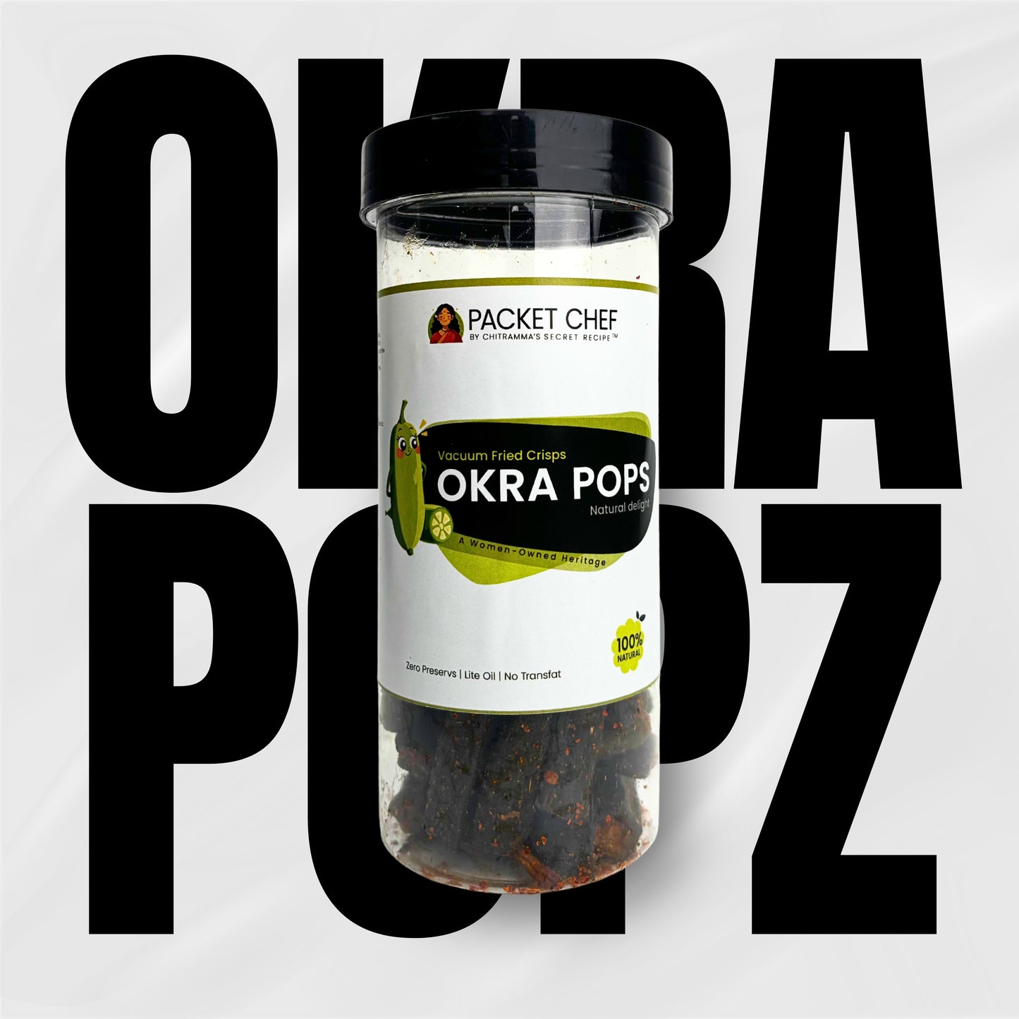 Okra Popz (Vacuum-Fried Chips)